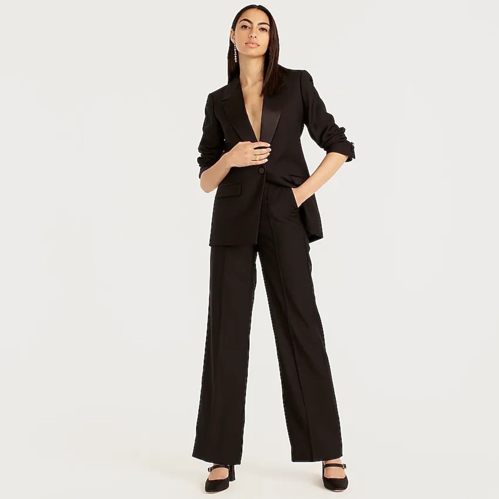 J.Crew Full-length wide-leg tuxedo pant in Italian wool BD286 NWOT